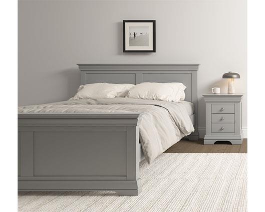 BORDEAUX 4'6" HIGH END BED - PEBBLE GREY