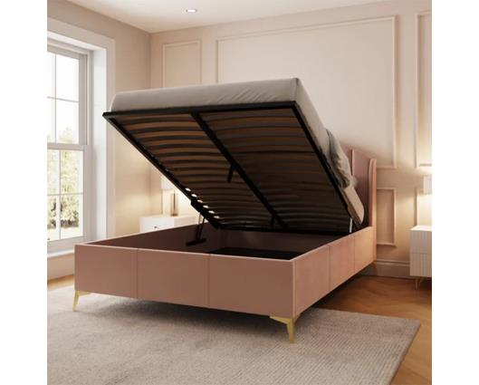 Pettine End Lift Ottoman King Bed - Blush Pink