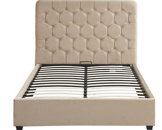 MADISON 5' OTTOMAN BED - FAWN VELVET FABRIC