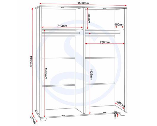 OLIVER 4 DOOR WARDROBE - LIGHT OAK EFFECT
