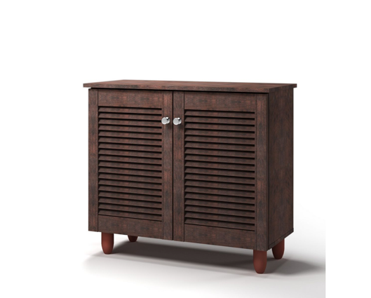 Traditional 2 Door Shoe Cabinet-Dark Oak