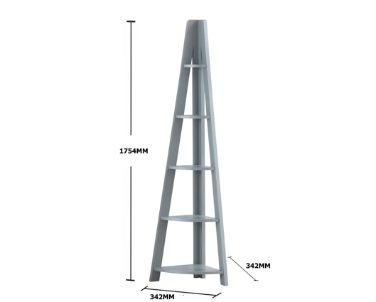 Corner Ladder Bookcase-Grey
