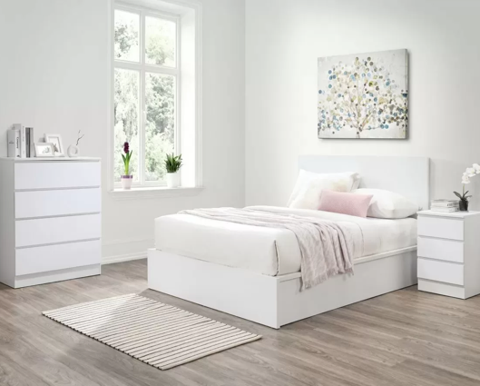 Oslo Double Ottoman Bed - White