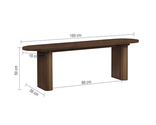 Axel Oval Fluted Dining Table with 2 Fabric Chairs and 1 Bench - Walnut