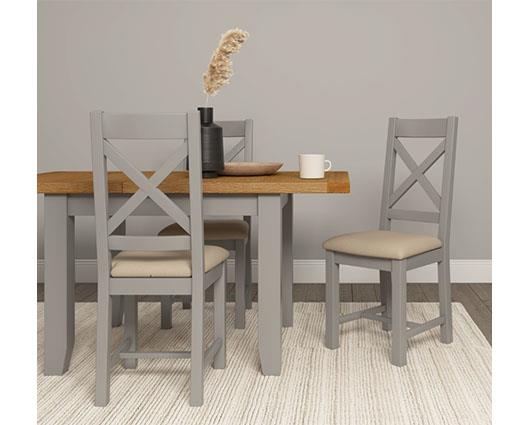 WINDSOR EXTENDING DINING TABLE - PEBBLE GREY/OAK