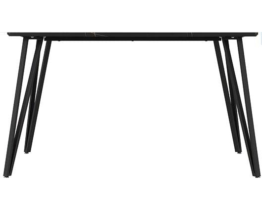 MARLOW & SHELDON DINING SET (X4 CHAIRS) - BLACK MARBLE/GREY VELVET FABRIC