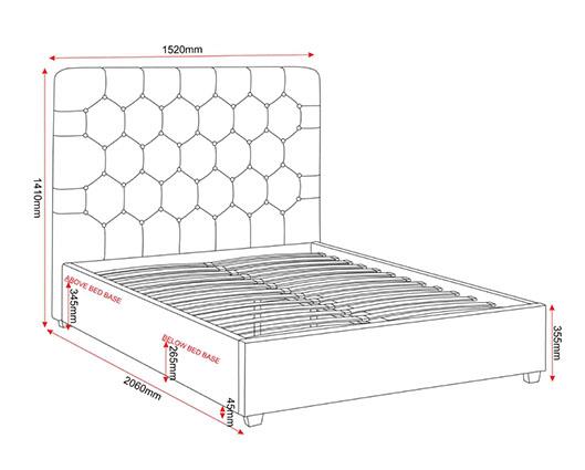 MADISON 4'6" BED - GREY VELVET FABRIC