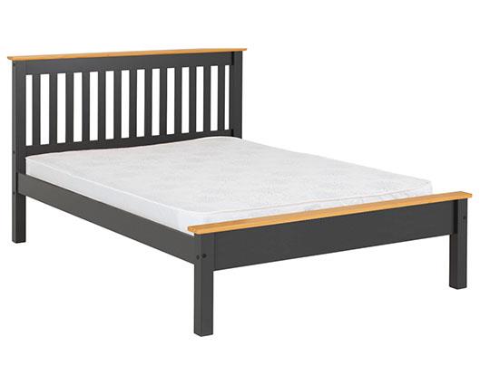 MONACO 4' LOW END BED - DARK GREY/OAK EFFECT