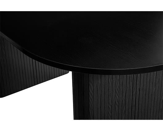 Axel Oval Fluted Dining Table with 4 Fabric Chairs - Black