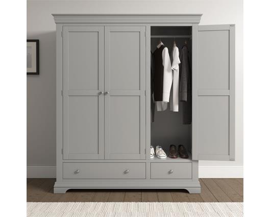 BORDEAUX 3 DOOR WARDROBE - PEBBLE GREY