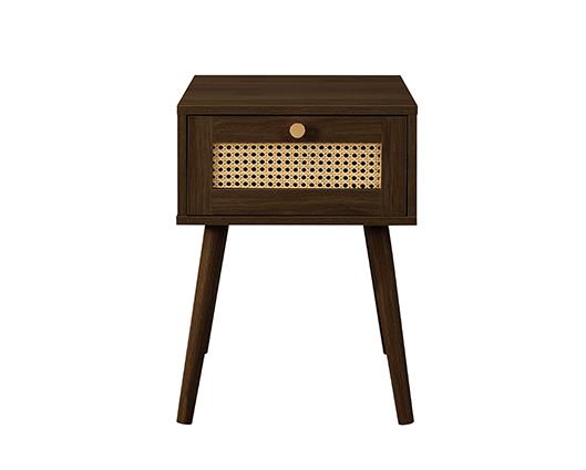 Croxley 1 Drawer Rattan Bedside - Walnut