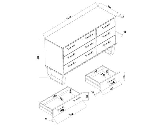 Texas 3+3 drawer wide chest