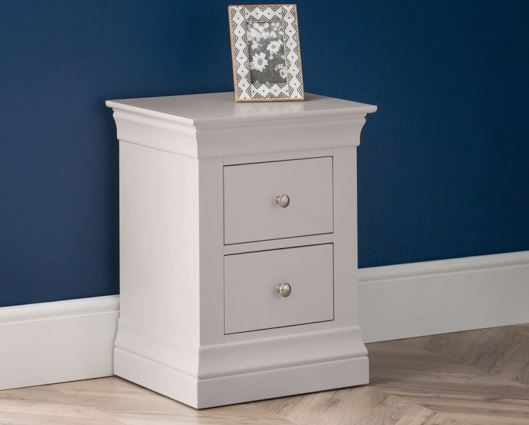 Clementine 2 Drawer Bedside- Light Grey