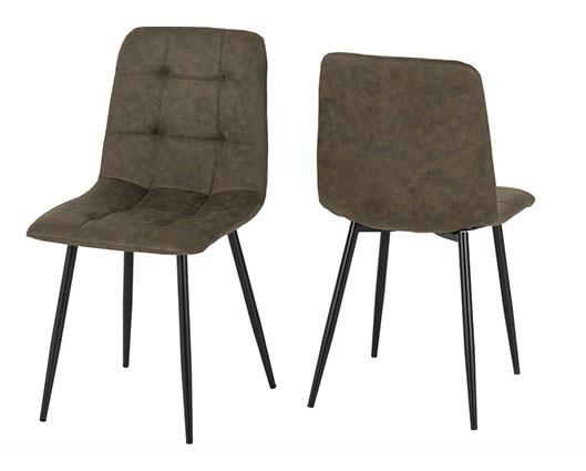 FENTON DINING SET (X6 CHAIRS) - WHITE/OLIVE GREEN SUEDE FABRIC