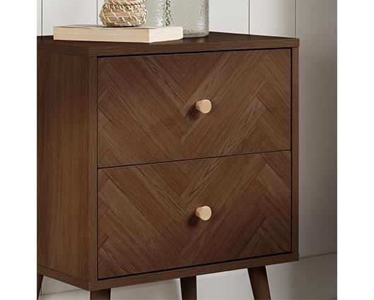 Herringford 2 Drawer Bedside - Walnut