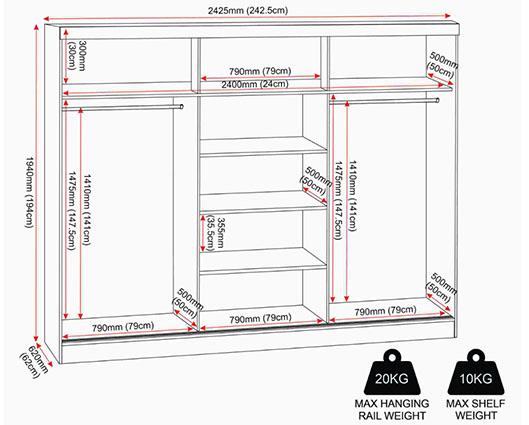 NEVADA 3 DOOR SLIDER WARDROBE - GREY GLOSS