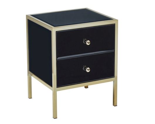 Fabian 2 Drawer Bedside - Black & Gold