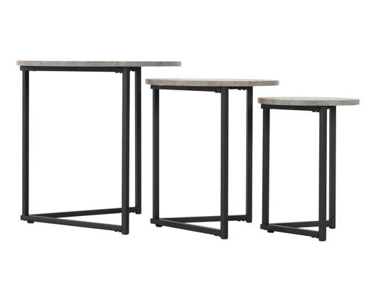 ATHENS ROUND 3PC NEST OF TABLES - CONCRETE EFFECT