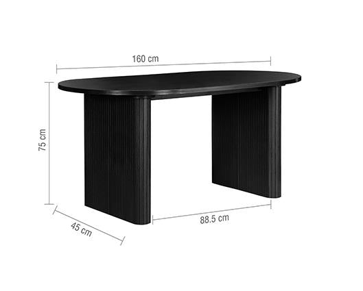 Axel Oval Fluted Dining Table with 2 Benches - Black
