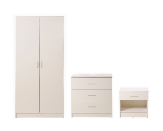 3 Piece Bedroom Set 3 Drawer-White