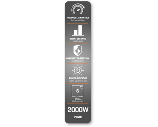 Daewoo 2000W Upright Fan Heater with Thermostat
