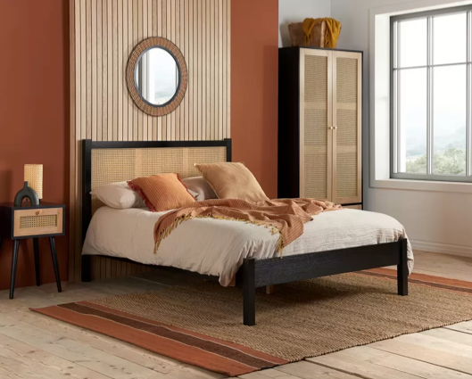 Croxley Double Rattan Bed - Black