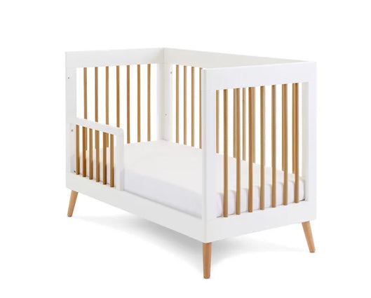 Maya Mini Cot Bed - White with Natural