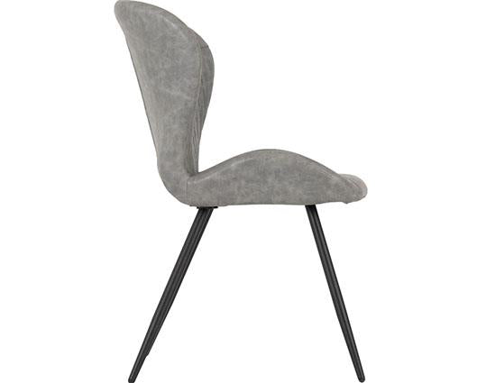QUEBEC WAVE EDGE DINING SET (X4 CHAIRS) - CONCRETE EFFECT/GREY FAUX LEATHER