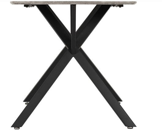 ATHENS RECT & AVERY DINING SET (X4 CHAIRS) - CONCRETE/SAPPHIRE BLUE VELVET