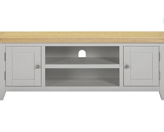WINDSOR STRAIGHT TV UNIT - PEBBLE GREY/OAK