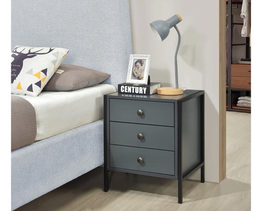 Alva 3 Drawer Bedside - Dark Grey