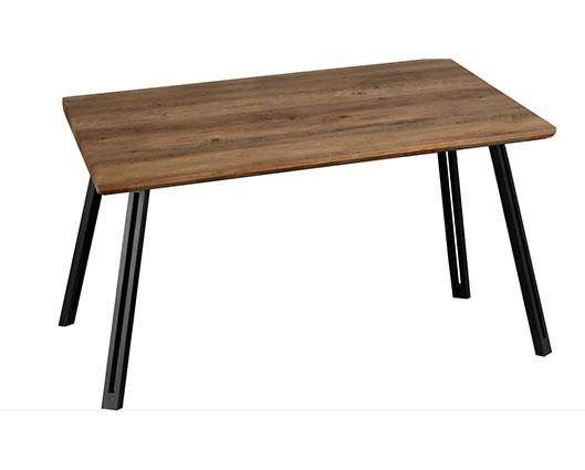 QUEBEC STRAIGHT & AVERY DINING SET (X4 CHAIRS) - MEDIUM OAK EFFECT/SAPPHIRE BLUE VELVET