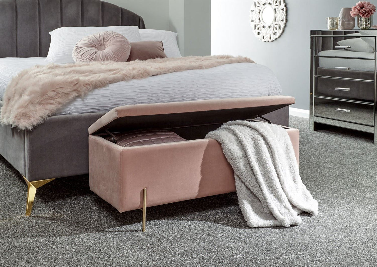 Melta Ottoman Storage Bench- Pink