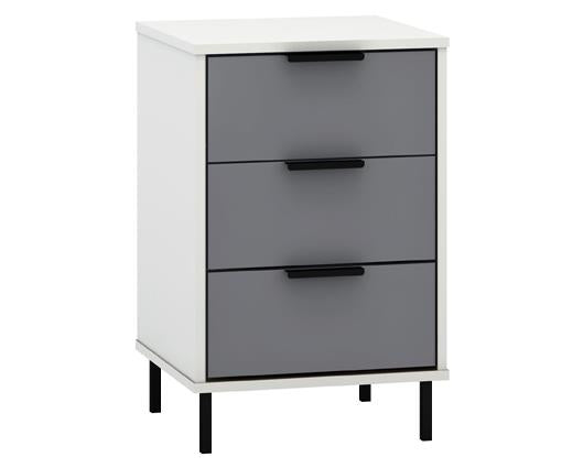 MADRID 3 DRAWER BEDSIDE - GREY/WHITE GLOSS