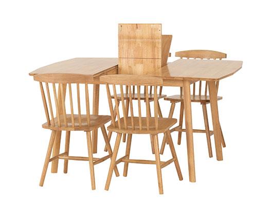 EMERY EXTENDING DINING SET (X4 CHAIRS) - NATURAL OAK EFFECT