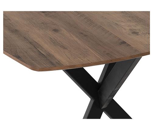 ATHENS RECT & AVERY DINING SET (X4 CHAIRS) - MEDIUM OAK EFFECT/SAPPHIRE BLUE VELVET