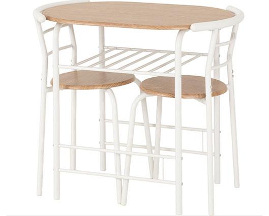 DERRY DINING SET (X2 CHAIRS) - WHITE/OAK