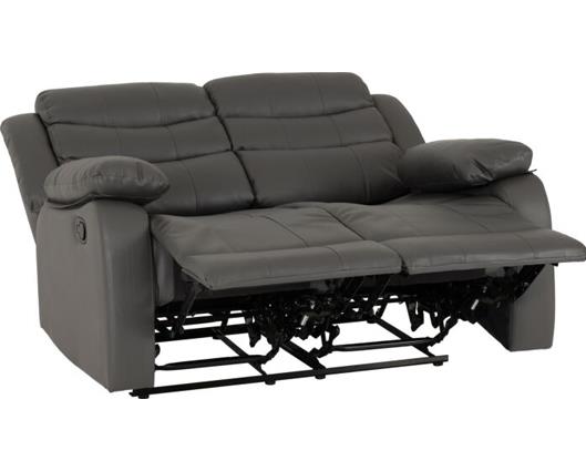 Roma 2 Seater Recliner Sofa - Grey Faux Leather