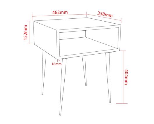 Galaxy metal bedside table, gold with black legs