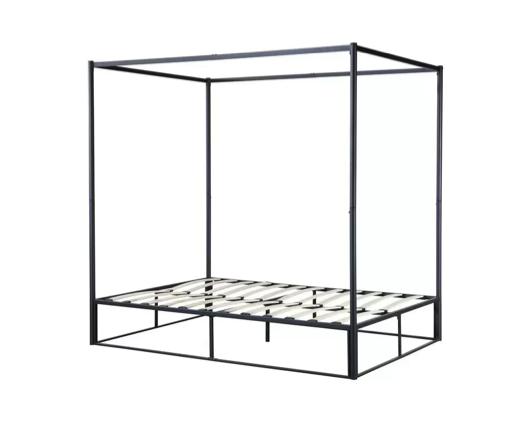 Farringdon Metal 4 Poster Small Double Bed - Black