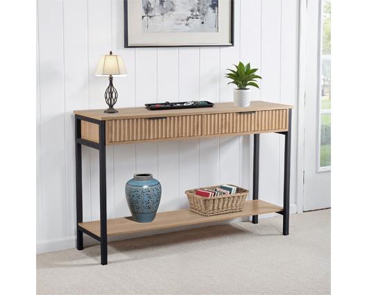 MIAMI 2 DRAWER CONSOLE TABLE - OAK EFFECT/BLACK
