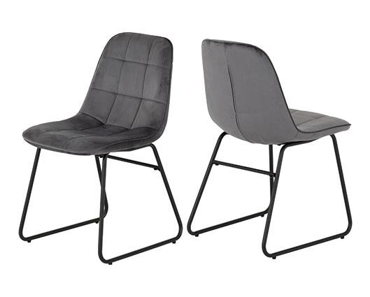 ATHENS RECT & LUKAS DINING SET (X4 CHAIRS) - MEDIUM OAK EFFECT/GREY VELVET