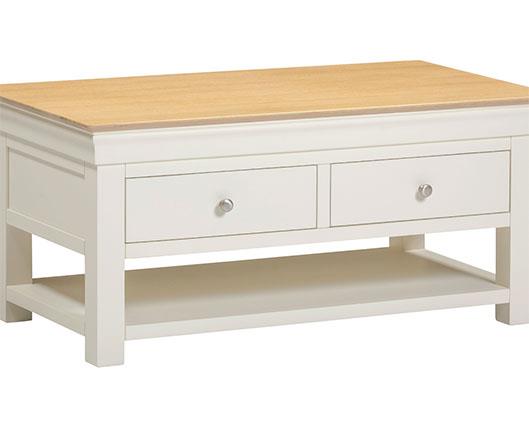 BORDEAUX 2 DRAWER COFFEE TABLE - IVORY/OAK