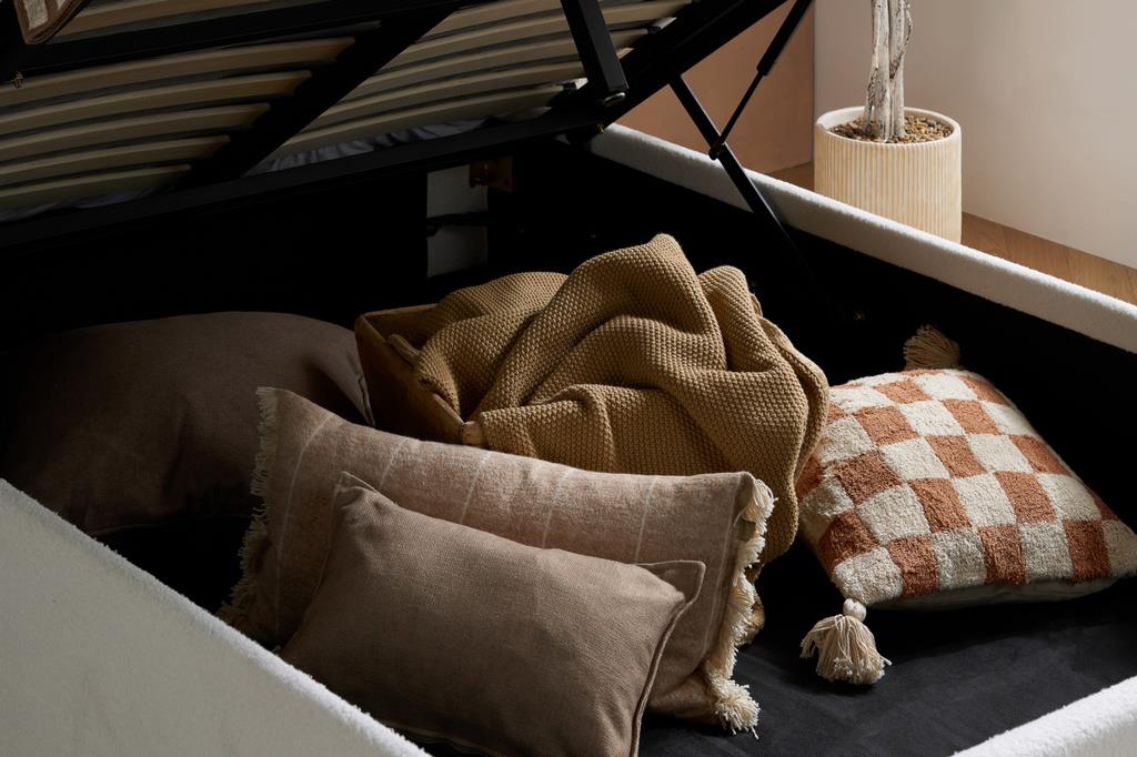 Maisey Ottoman Bed White Boucle - King