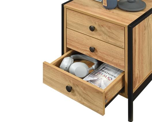 Alva 3 Drawer Bedside - Wotan Oak