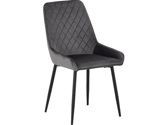 ATHENS RECT & AVERY DINING SET (X4 CHAIRS) - MEDIUM OAK EFFECT/GREY VELVET