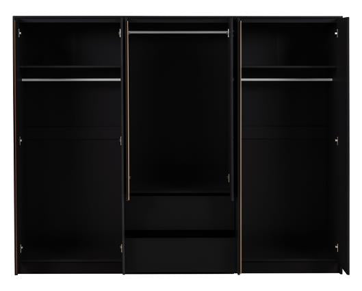 MALVERN 6 DOOR 2 DRAWER WARDROBE - BLACK