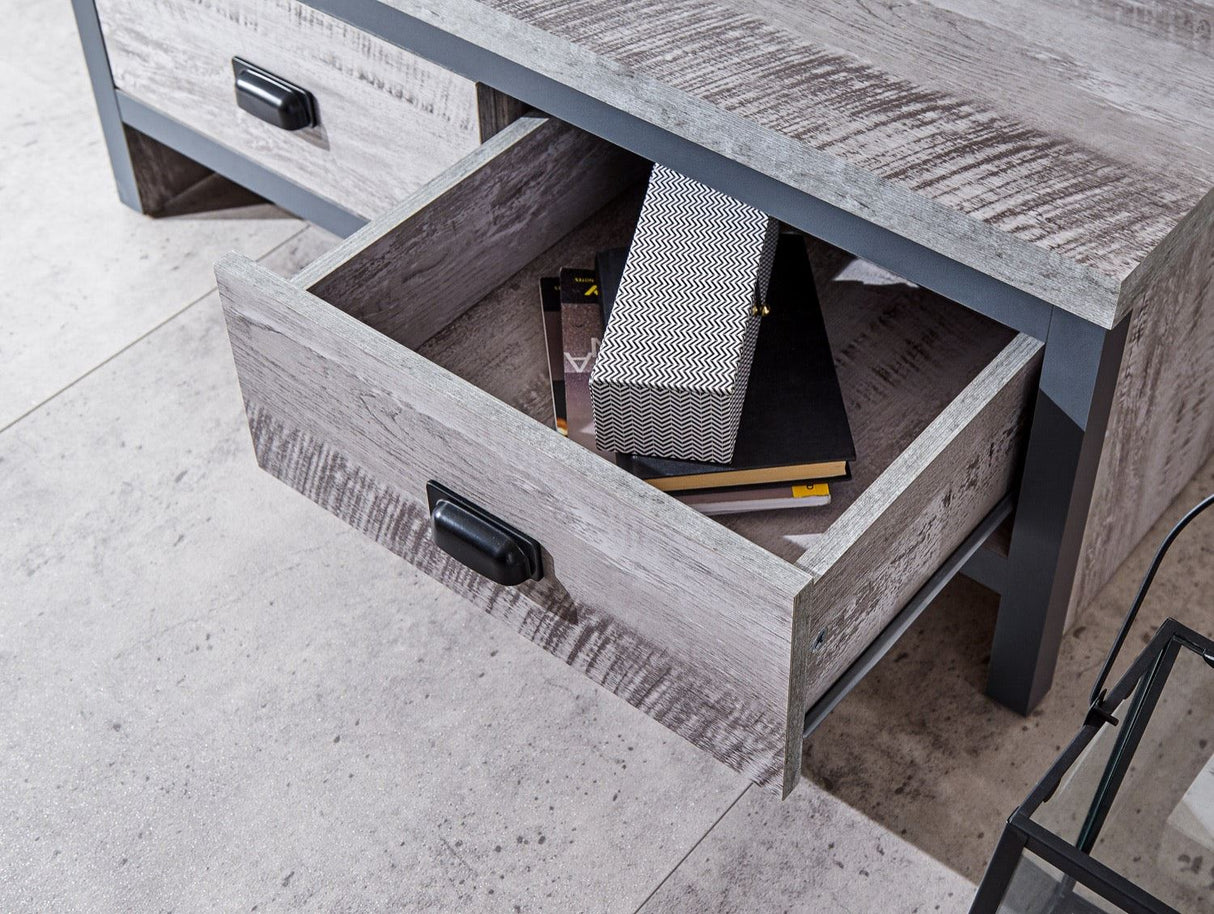 Baxter 2 Drawer Coffee Table-Grey