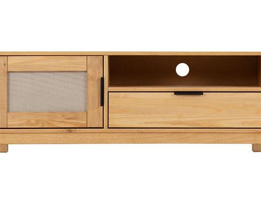CORONA RATTAN 1 DOOR 1 DRAWER TV UNIT - DISTRESSED WAX PINE/RATTAN EFFECT