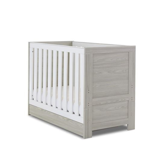 Nika Mini Cot Bed & Underdrawer - Grey Wash & White